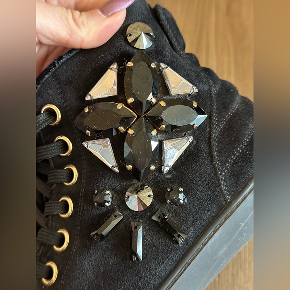 Louis Vuitton Black Suede Embellished Sneakers size US 6.5 - Picture 6 of 9